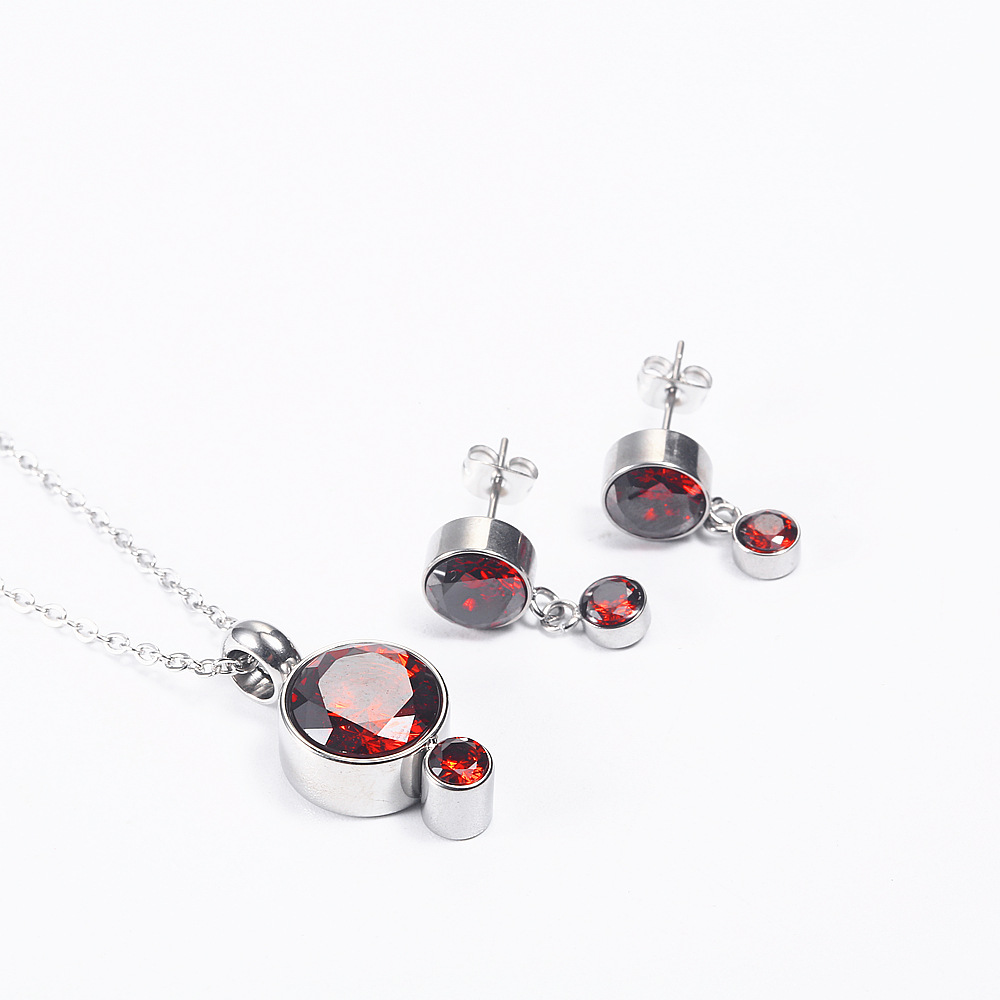 Red Diamond Silver Set with Chain