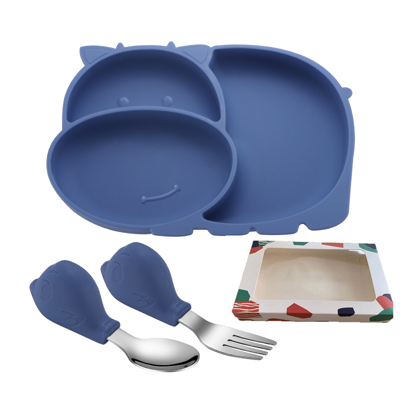 dinner plate (blue) with color box   bird spoon fork