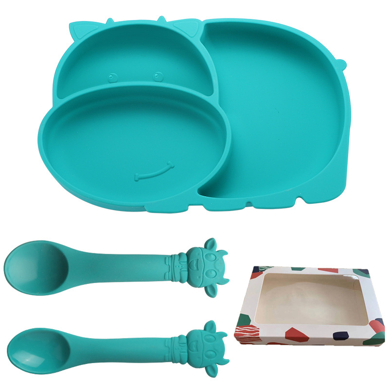 dinner plate (green) with color box   silica gel spoon size spoon