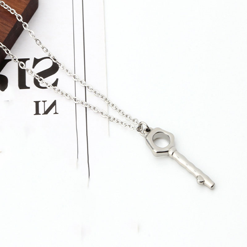 Steel key pendant necklace 45 5cm