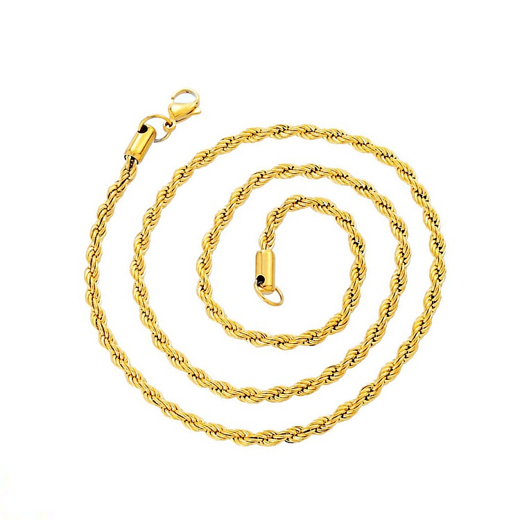 3:Gold 3mm*61cm Twist Chain