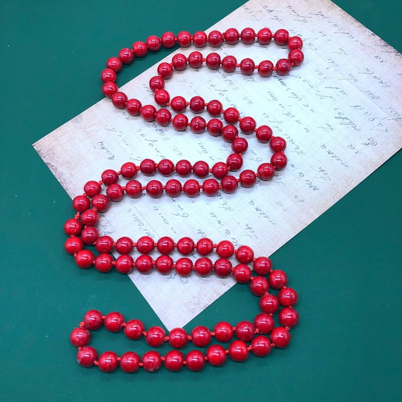 Red turquoise necklace 116CM 119G