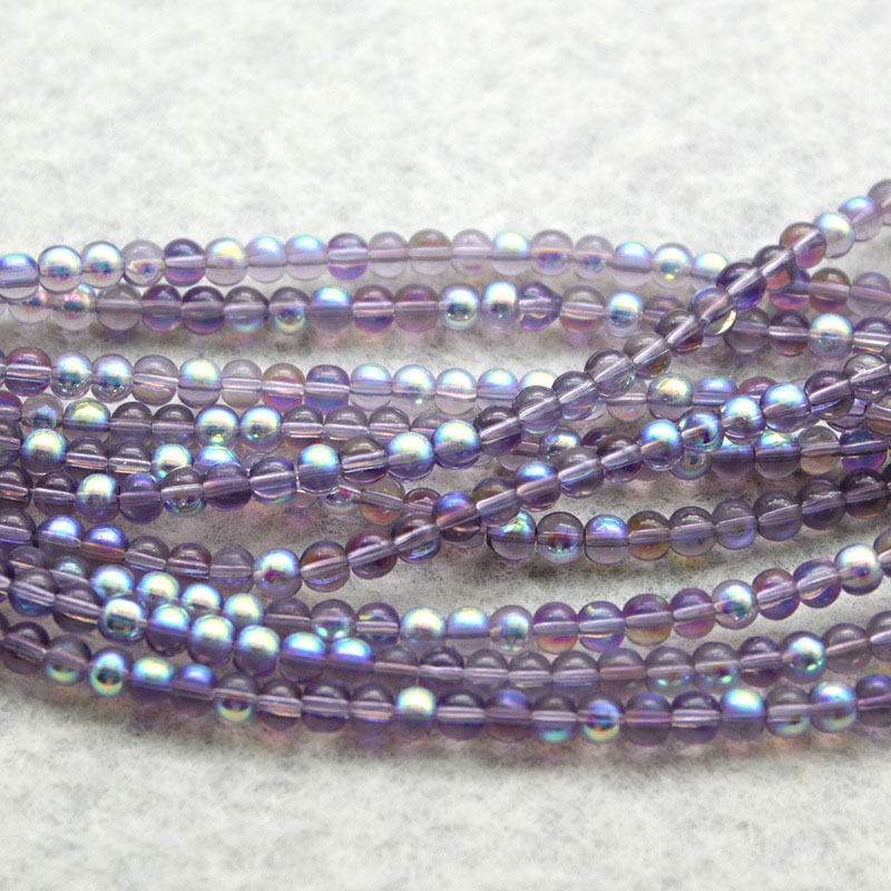 Colorful light purple beads about 4mm (100 pieces)
