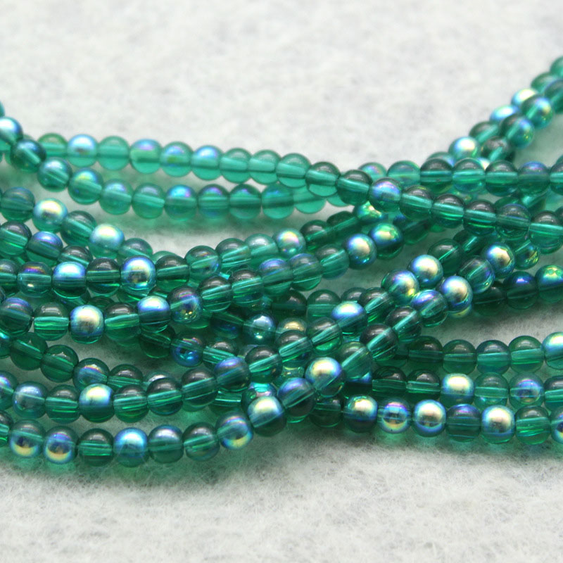 Colorful dark black and green beads about 4mm (100