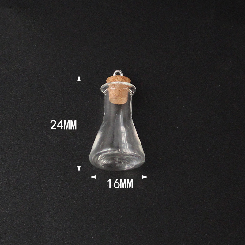 25:Clear flat bottomed flask with goat eye cork