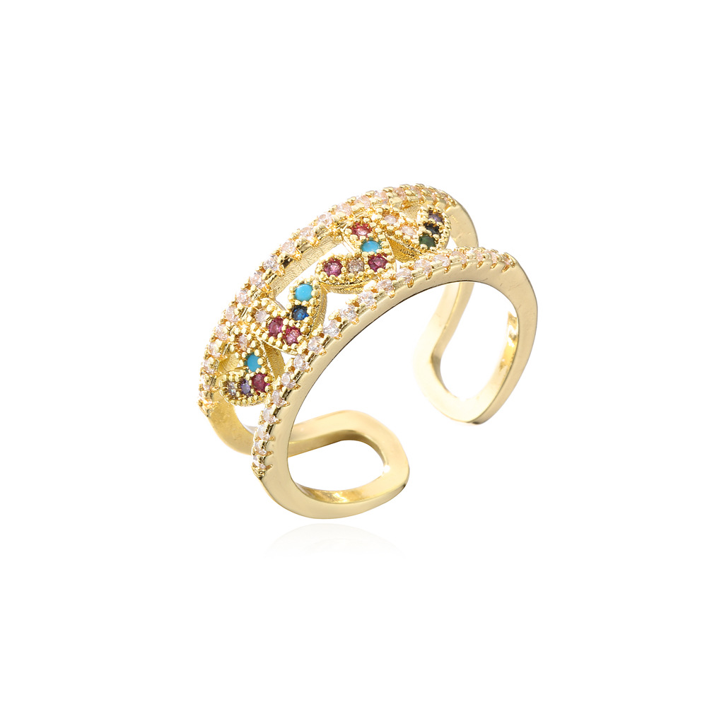 1:gold color plated with colorful CZ