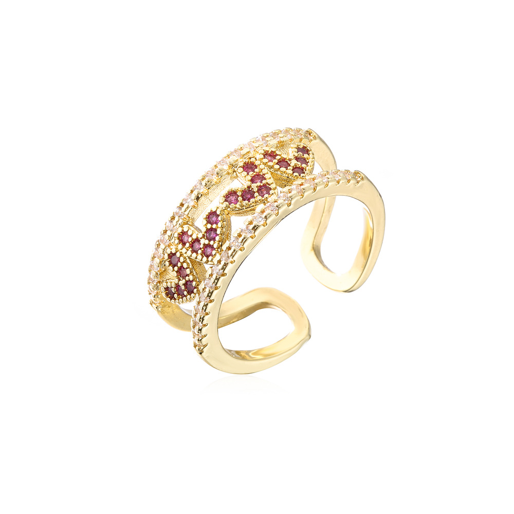 2:gold color plated with rose CZ