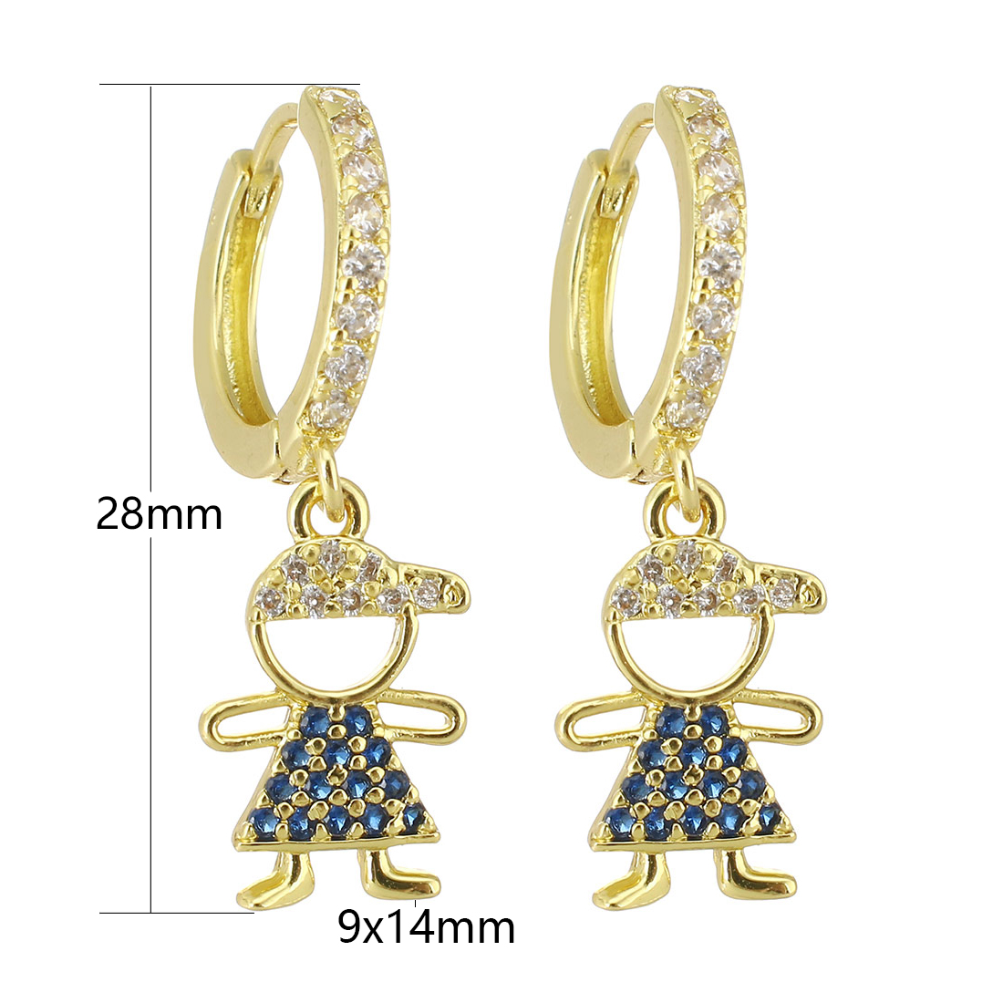2:gold color plated with blue CZ 1