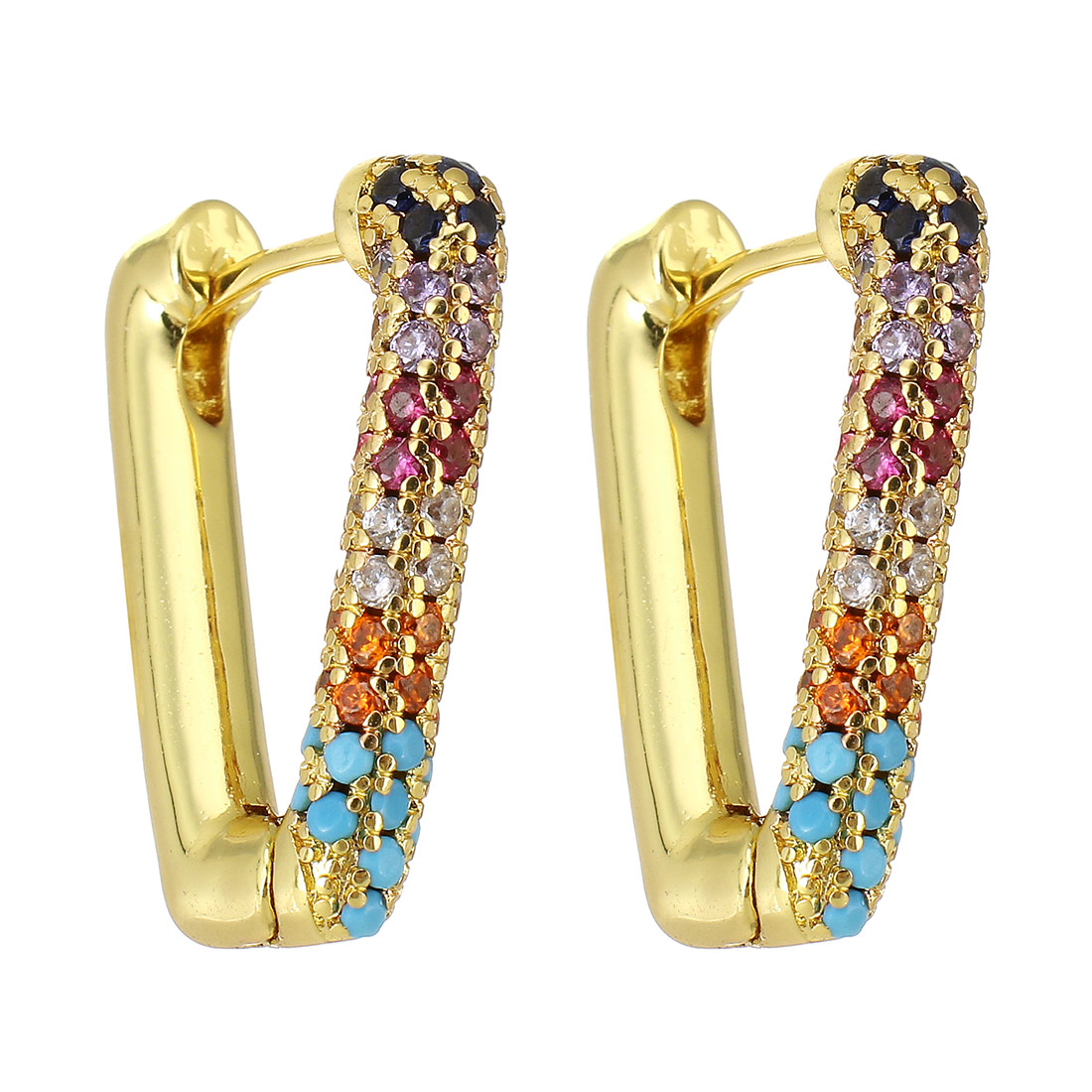 gold color plated with multi-colored CZ