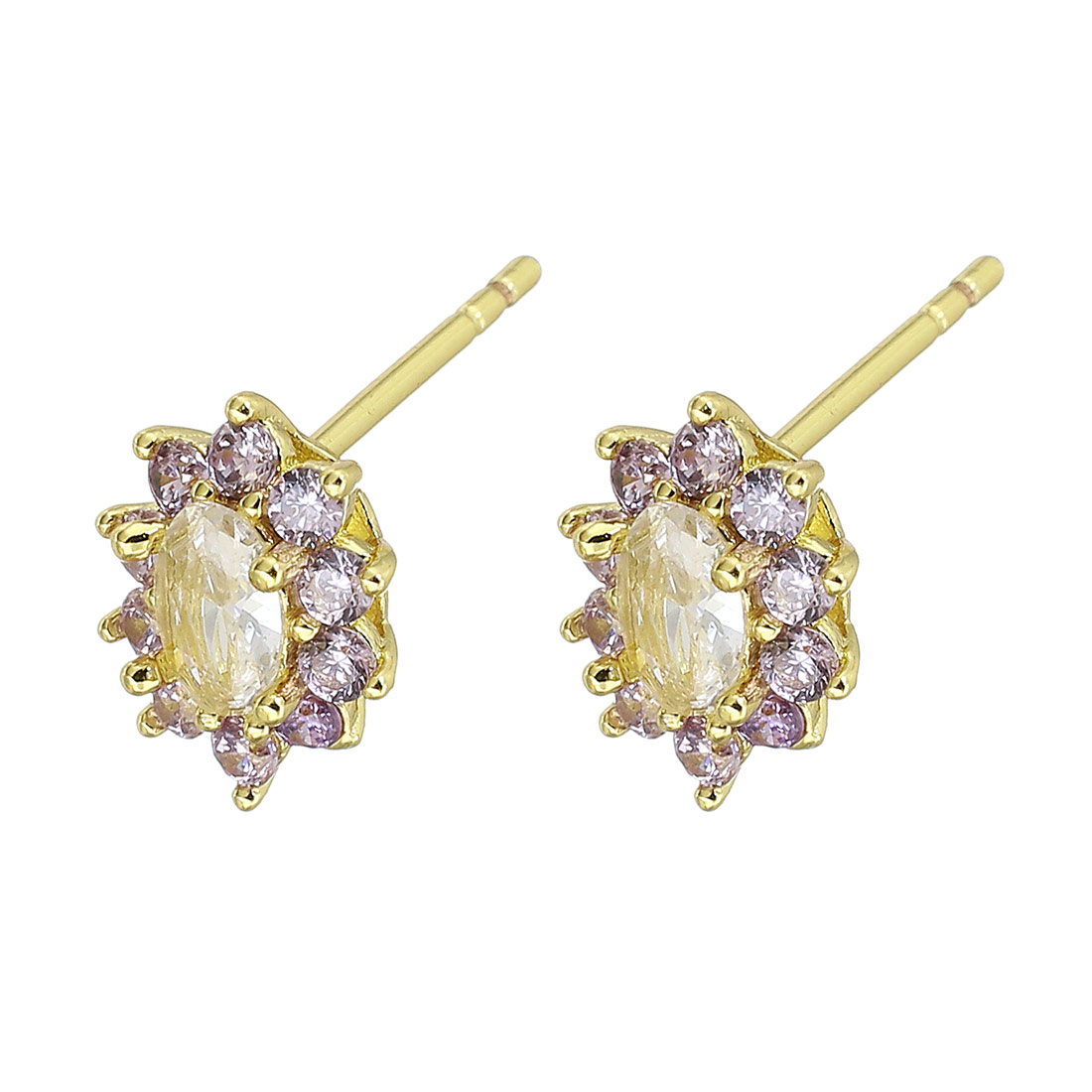 gold color plated and light purple cubic zirconia