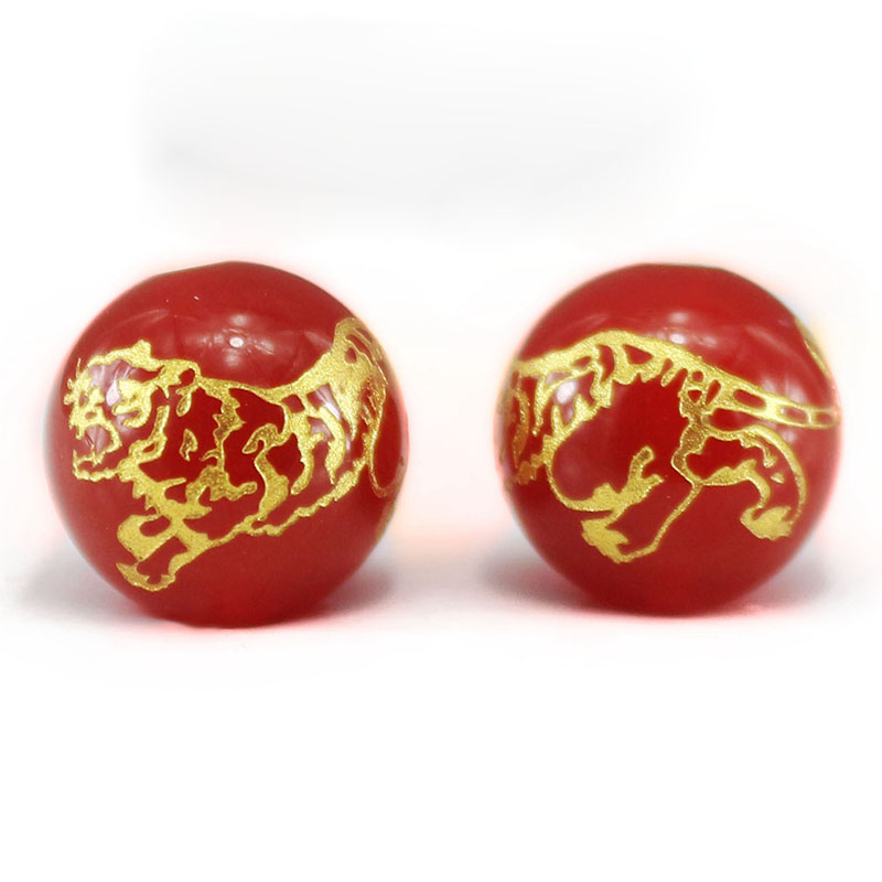 Natural red agate - White tiger diameter 14mm