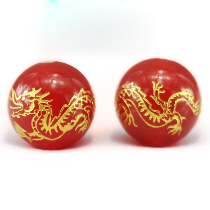 Natural red agate - Green dragon