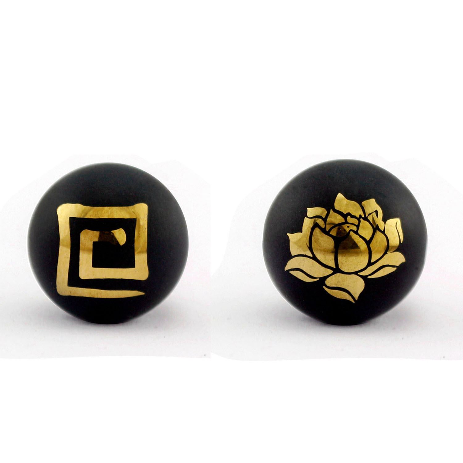 6:Black agate - Lotus pattern   gold -A05