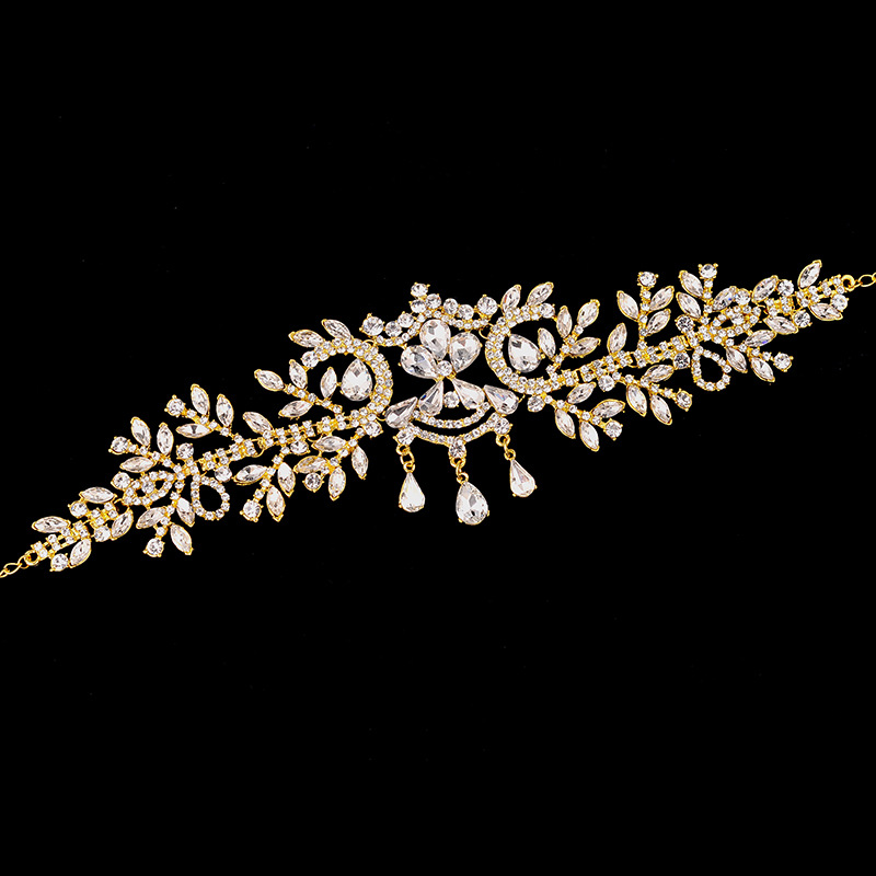 2 gold color plated with clear rhinestone