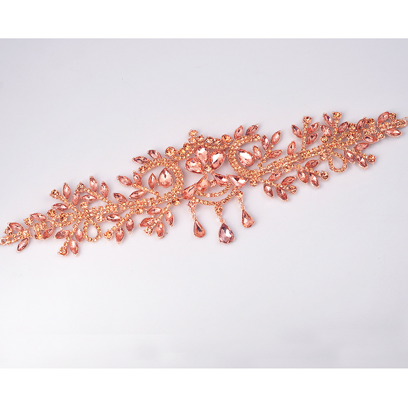 rose gold color plated with pink rhinestone