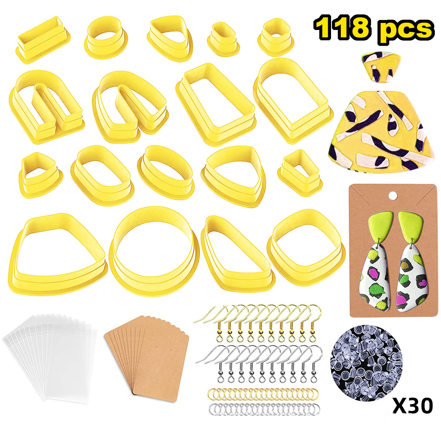 Yellow 118 Piece Plastic Earring Cutter