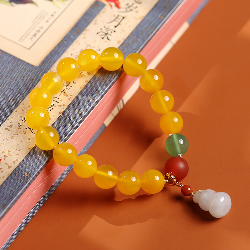 Yellow agate ancient method gold hanging jade gour