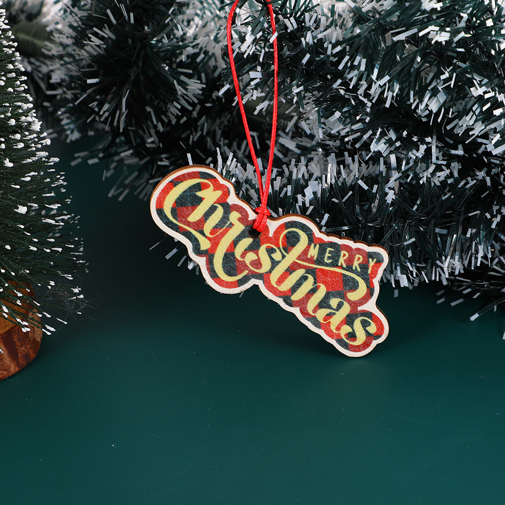 6:Merry Christmas Wood Chip, 9.4x0.3cm
