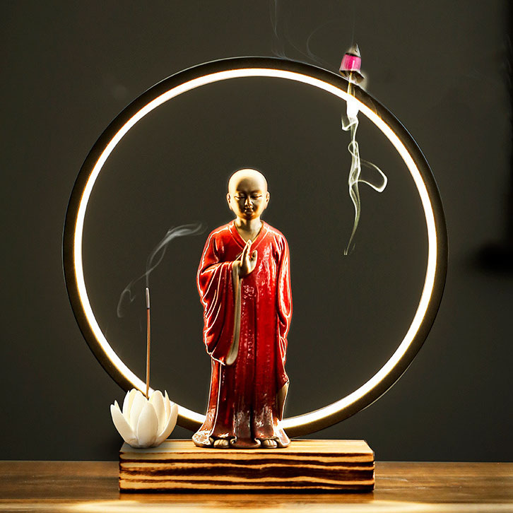 Praying for Zen monks (light circle + handmade whi