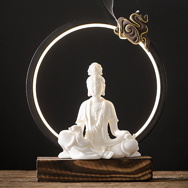 2:Guanyin ornament with light ring 20.5*9.2*23.5cm