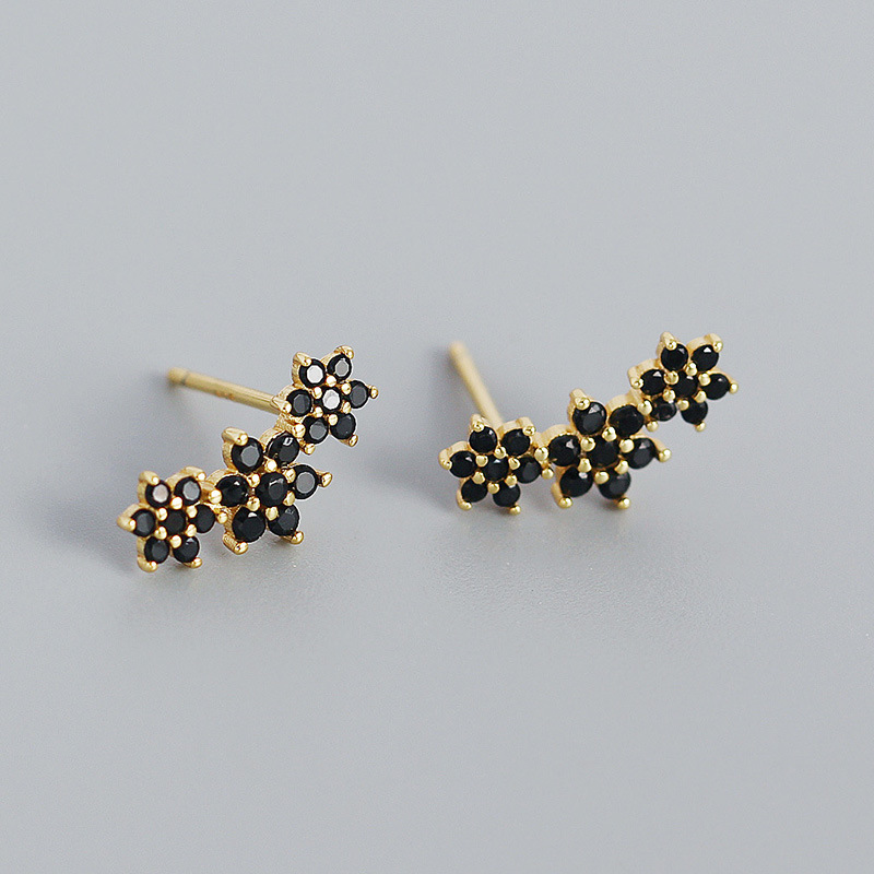 3:gold color plated with black rhinestone