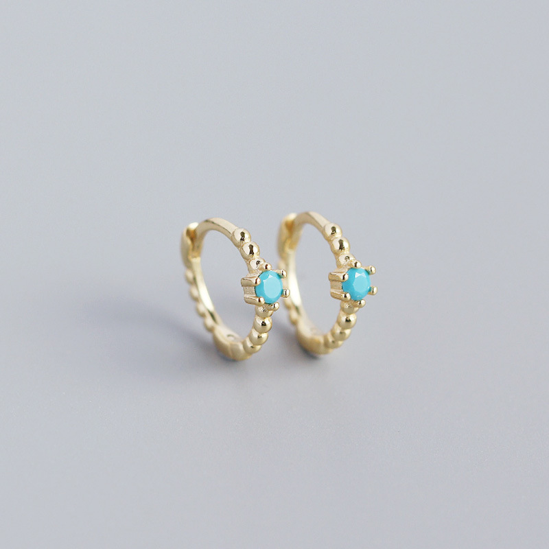 12:gold color plated with blue turquoise
