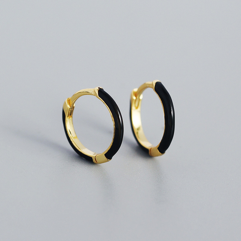 2 gold color plated with black CZ