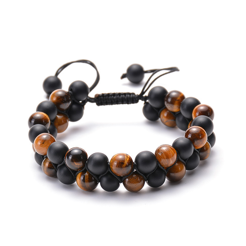 2:02-Yellow Tiger Eye   Frosted Stone Bracelet