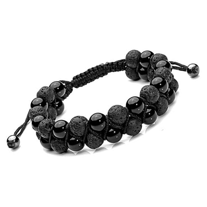 05-Black Onyx   Volcanic Stone Bracelet