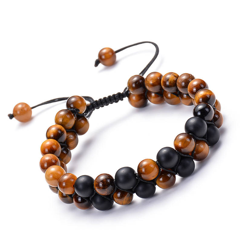 09-Yellow Tiger Eye   Frosted Stone Bracelet