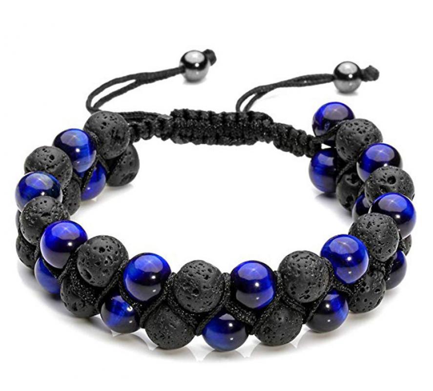 6:06-lapis lazuli   volcanic stone bracelet