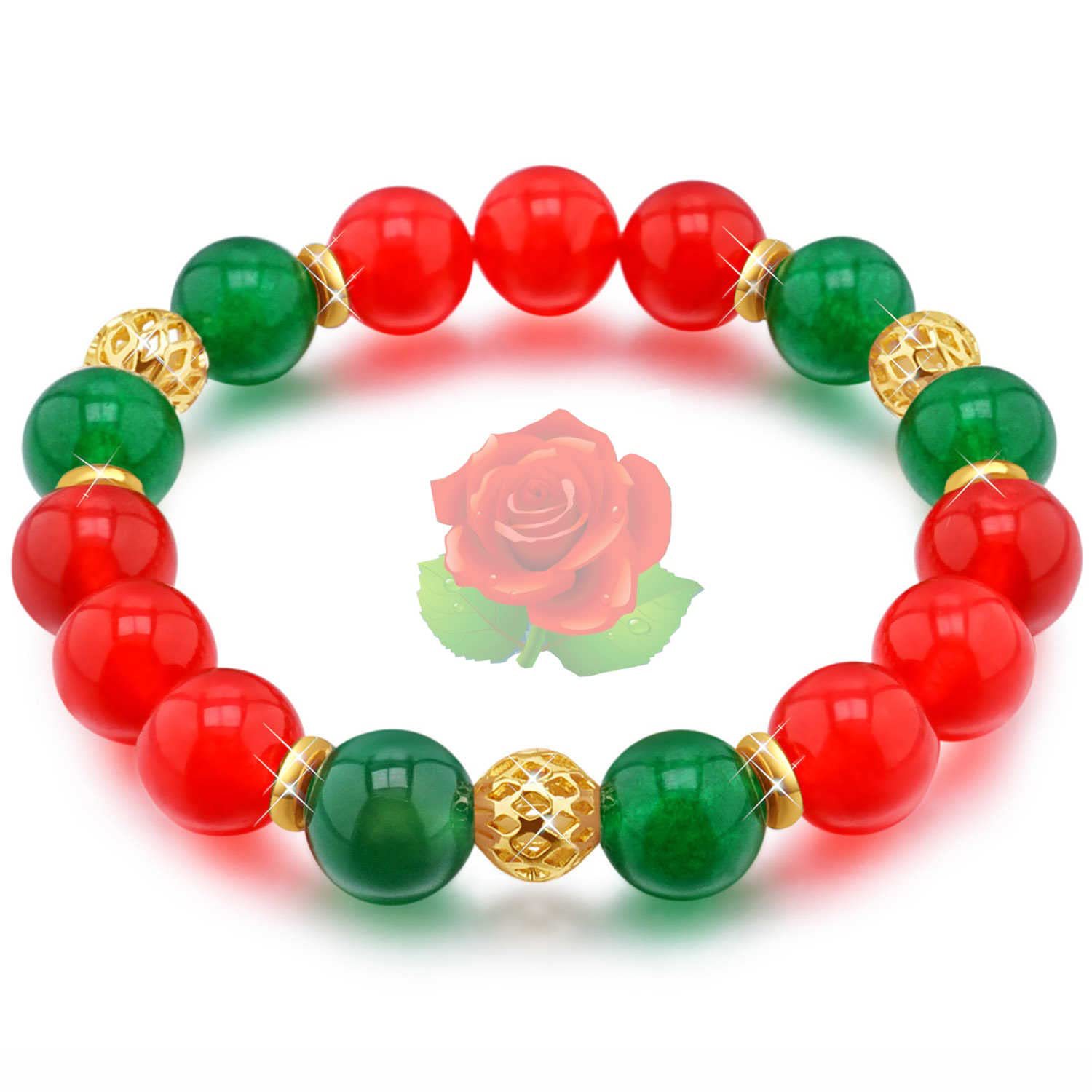 10MM green jade + red agate