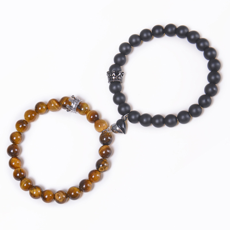 Yellow tiger eye with frosted beads