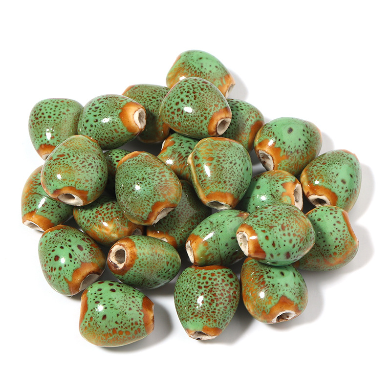 1:Ceramic green heart bead