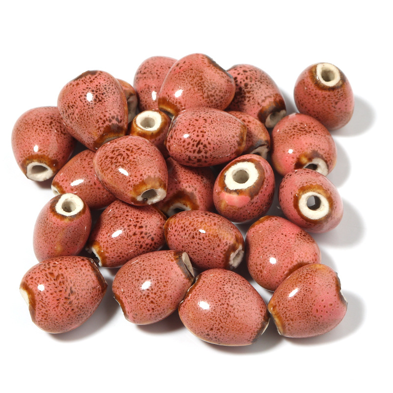 2:Ceramic peach pink heart beads