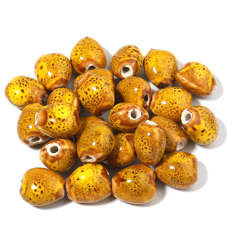 Ceramic yellow heart beads