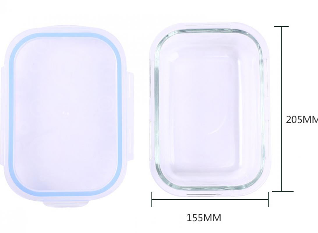 1060ml rectangle   transparent blue cover 205*155*70mm