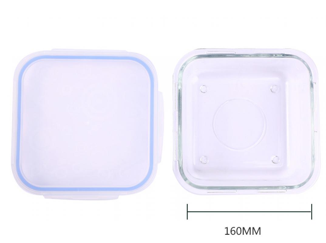 760ml square   transparent blue cover 160*160*70mm