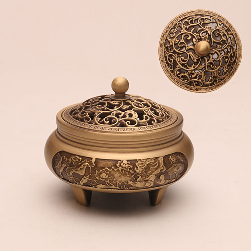 Carved three-legged rattan   fireproof cotton   copper gourd