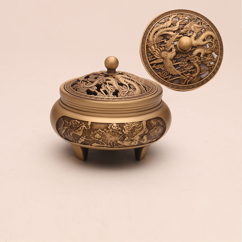 3:Carved three-legged dragon and phoenix   fireproof cotton   copper gourd