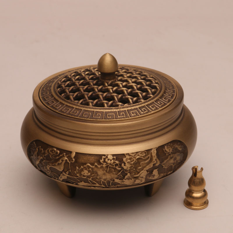 9:Carved three-legged mesh cover   fireproof cotton   copper gourd