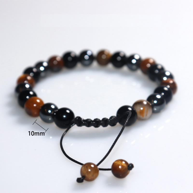 10mm rope braided tiger eye + black magnet + black