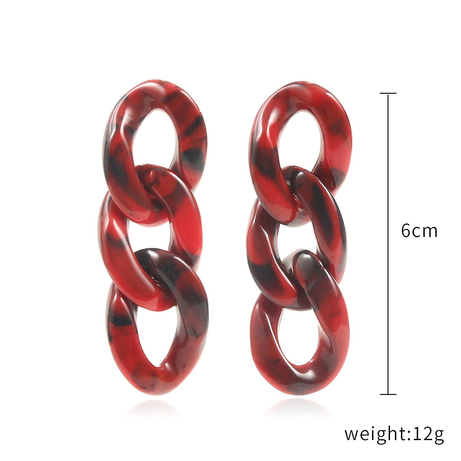 Red Earrings, 60mm