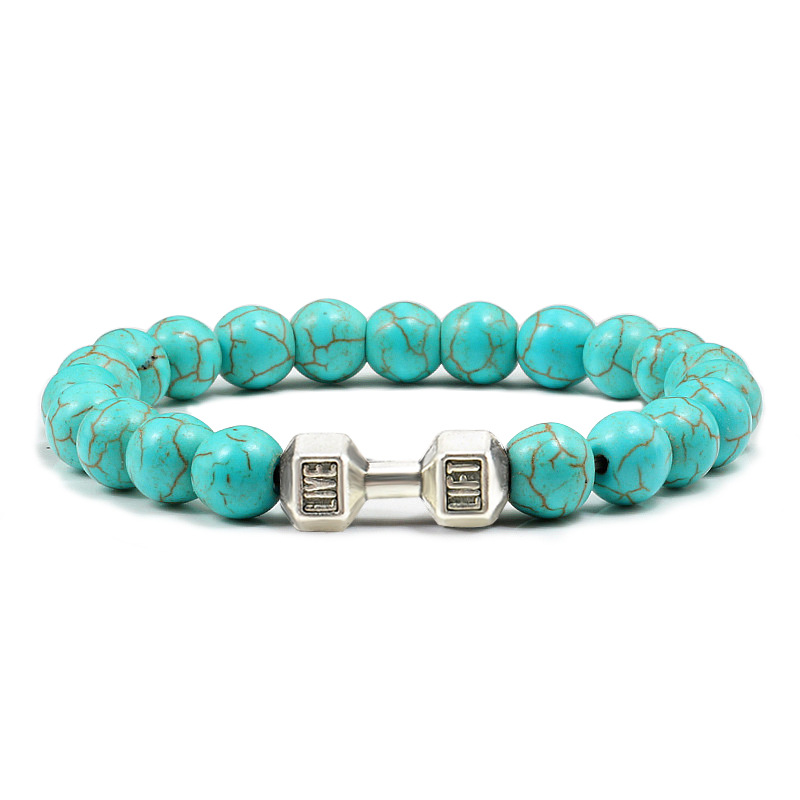 Light Blue Turquoise Silver Dumbbells