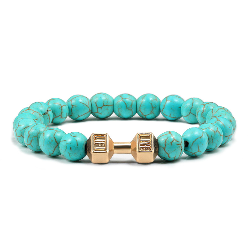 9:Light Blue Turquoise Gold Dumbbells