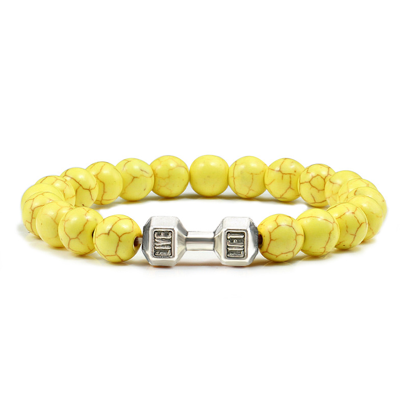 Yellow Turquoise Silver Dumbbells