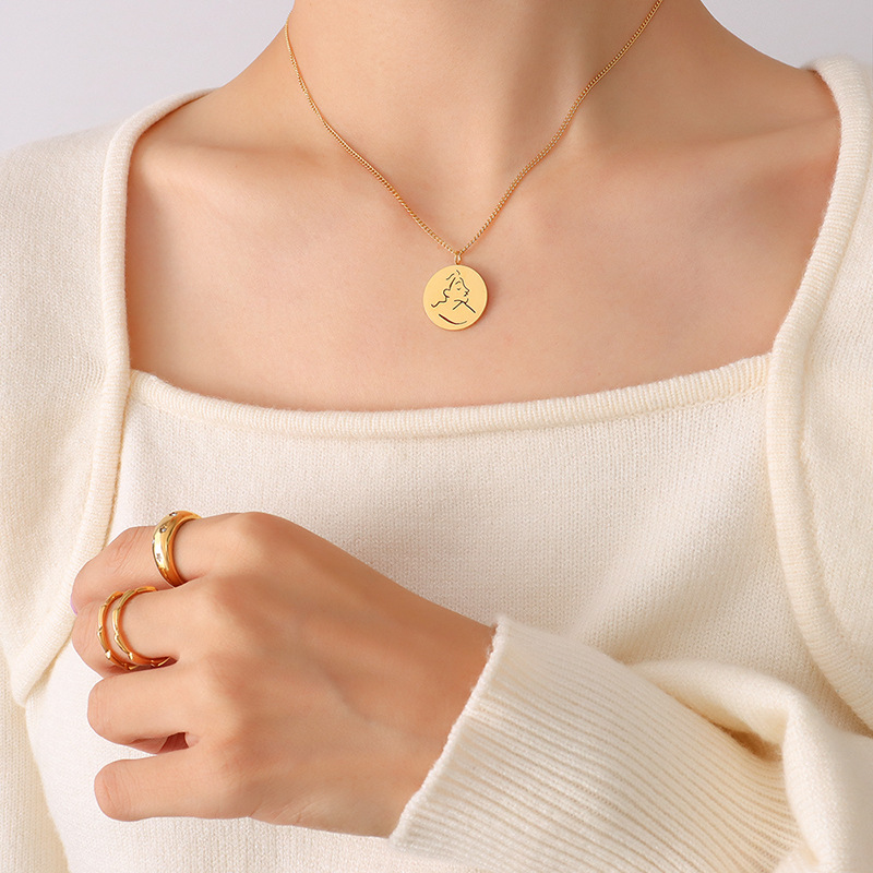 P487- Gold Round necklace -40+5cm