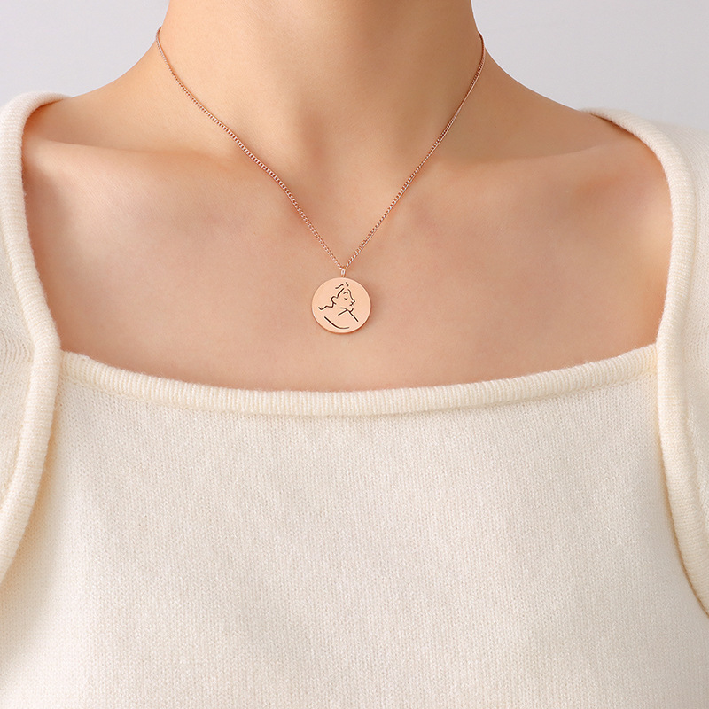 P487- Rose Round Necklace -40+5cm