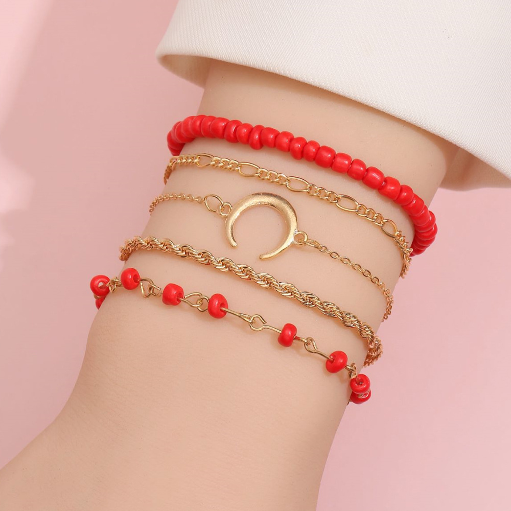 4:golden red beads