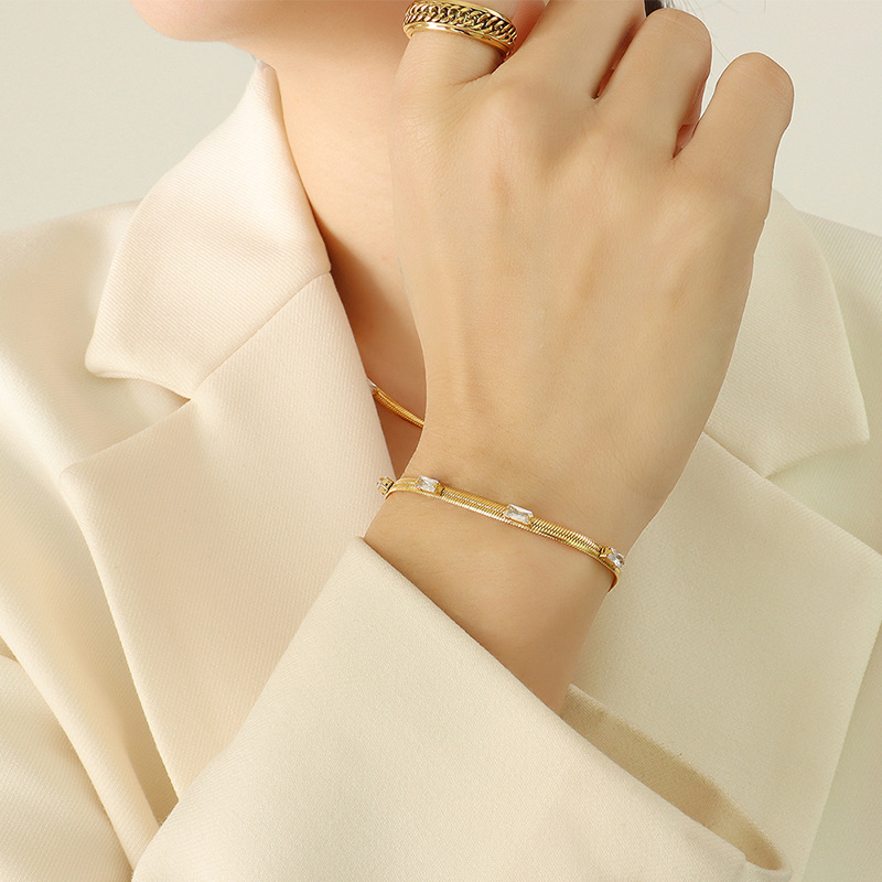 Zircon Gold Bracelet-15 5cm